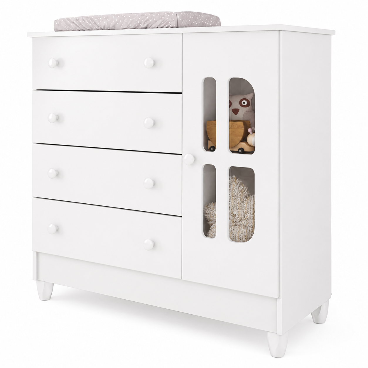 Cômoda Infantil 4 Gavetas com Porta