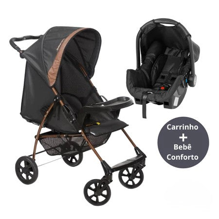 Carrinho De Bebê Romano E Bebê Conforto Carro até 22 kg 3 em 1 Berço Reclinável Retrátil