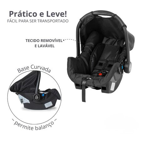 Carrinho De Bebê Romano E Bebê Conforto Carro até 22 kg 3 em 1 Berço Reclinável Retrátil