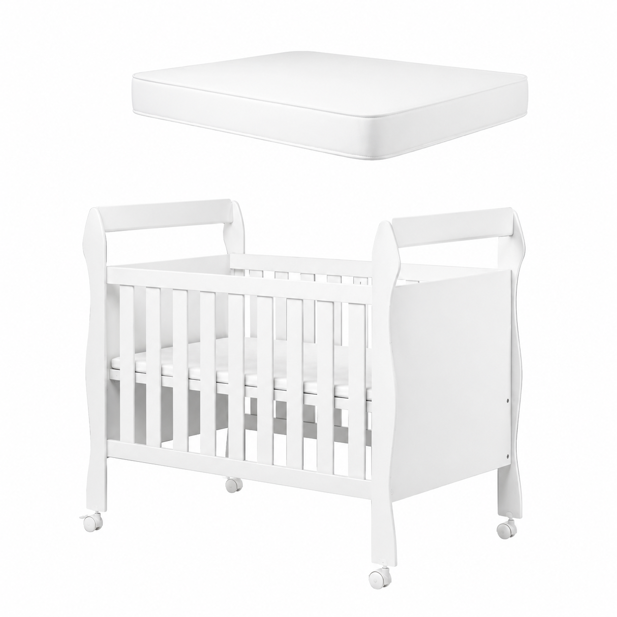 Berço Americano Soninho Com Rodízios Vira Mini Cama Colchão Incluso Multifuncional