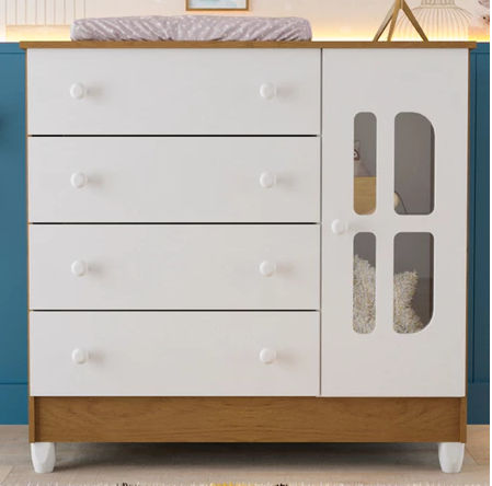 Cômoda Infantil 4 Gavetas com Porta