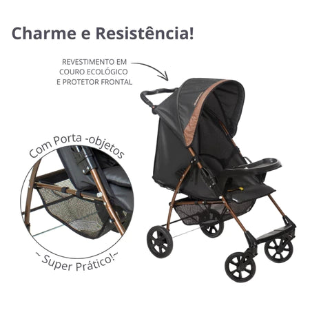 Carrinho De Bebê Romano E Bebê Conforto Carro até 22 kg 3 em 1 Berço Reclinável Retrátil