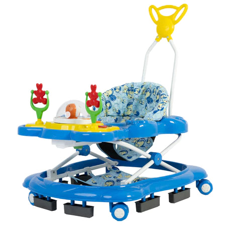 Andador Infantil Jumbo Baby Megaluxo Azul Musical com Bandeja de Atividades e Regulagem de Altura