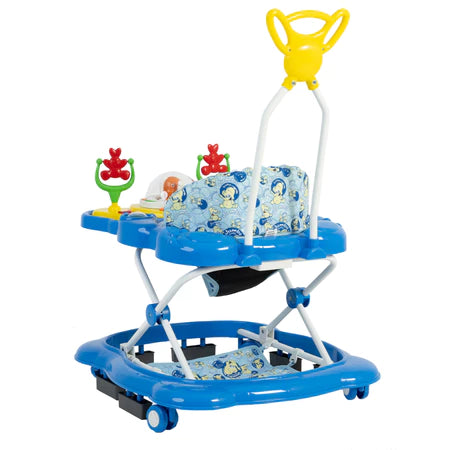 Andador Infantil Jumbo Baby Megaluxo Azul Musical com Bandeja de Atividades e Regulagem de Altura