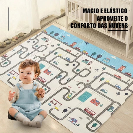 Tapete Tatame Infantil Bebê Dupla Face Emborrachado Pista
