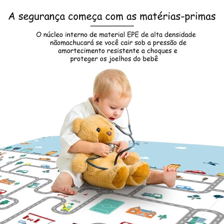 Tapete Tatame Infantil Bebê Dupla Face Emborrachado Pista