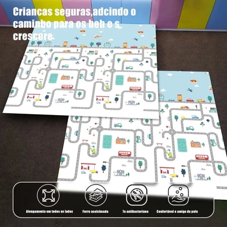 Tapete Tatame Infantil Bebê Dupla Face Emborrachado Pista
