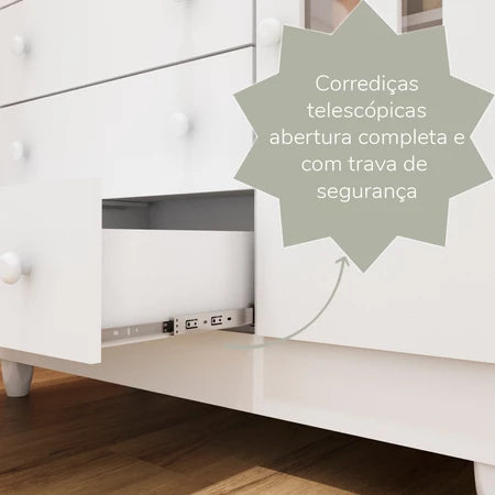 Cômoda Infantil 4 Gavetas com Porta