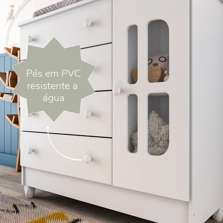 Cômoda Infantil 4 Gavetas com Porta