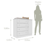 Cômoda Infantil 4 Gavetas com Porta