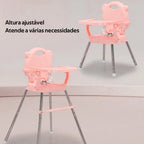 Cadeirinha de Alimentação Dobrável Mesa Ajustável em Altura Cadeira Alta Portátil Bebês