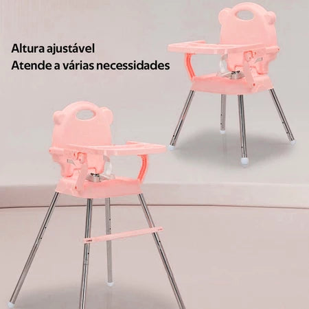 Cadeirinha de Alimentação Dobrável Mesa Ajustável em Altura Cadeira Alta Portátil Bebês