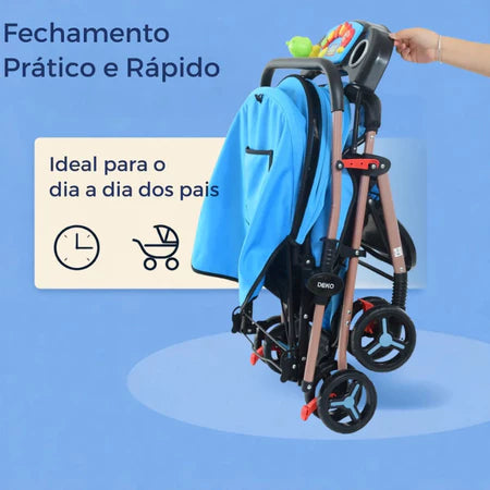 Carrinho De Bebê Passeio Reclinável Dobrável Com Bandeja Interativa