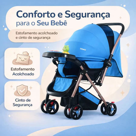 Carrinho De Bebê Passeio Reclinável Dobrável Com Bandeja Interativa