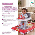Andador Infantil Maxi Baby La Bamba 2 em 1 Musical com Empurrador 3 Ajustes de Altura