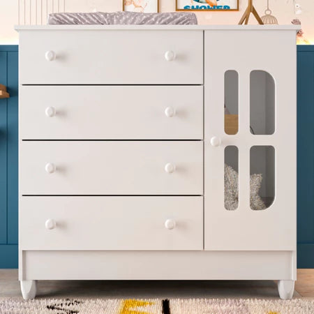 Cômoda Infantil 4 Gavetas com Porta