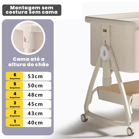 Berço Portátil Para Bebê Com Rede Mosqueteira E Altura Ajustável