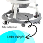 Andador Infantil KaBaby Step-Up Cinza com Capota Brinquedo Musical Luz e Som Empurrador
